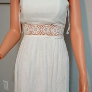 Iz Byer White Dress with Lace Accents